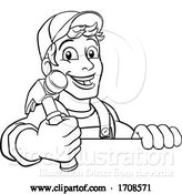 Vector Illustration of Cartoon Handyman Hammer Guy DIY Carpenter Builder by AtStockIllustration