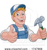 Vector Illustration of Cartoon Handyman Hammer Guy DIY Carpenter Builder by AtStockIllustration