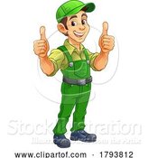 Vector Illustration of Cartoon Handyman Mechanic Painter Plumber Mascot by AtStockIllustration