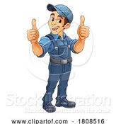 Vector Illustration of Cartoon Handyman Mechanic Painter Plumber Mascot by AtStockIllustration