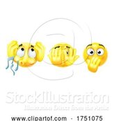 Vector Illustration of Cartoon Hear See Speak No Evil Emoticon Emojis by AtStockIllustration