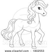 Vector Illustration of Cartoon Horse Cute Animal Character Illustration by AtStockIllustration