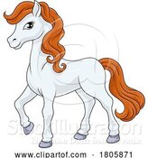 Vector Illustration of Cartoon Horse Cute Animal Character Illustration by AtStockIllustration