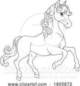 Vector Illustration of Cartoon Horse Cute Animal Character Illustration by AtStockIllustration