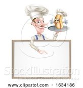 Vector Illustration of Cartoon Hotdog Chef Pointing by AtStockIllustration