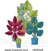 Vector Illustration of Cartoon House Plants Pots Houseplants Illustration by AtStockIllustration