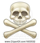 Vector Illustration of Cartoon Human Skull over Crossbones by AtStockIllustration