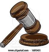 Vector Illustration of Cartoon Judge Hammer Wooden Gavel and Base Cartoon by AtStockIllustration