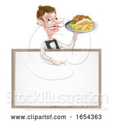 Vector Illustration of Cartoon Kebab and Chips Waiter Sign by AtStockIllustration