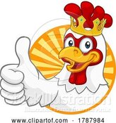 Vector Illustration of Cartoon King Chicken Rooster Cockerel Bird Crown Cartoon by AtStockIllustration