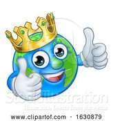 Vector Illustration of Cartoon King Earth Globe World Mascot Character by AtStockIllustration