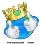 Vector Illustration of Cartoon King Earth Globe World Mascot Character by AtStockIllustration