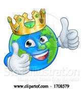 Vector Illustration of Cartoon King Earth Globe World Mascot Character by AtStockIllustration