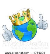 Vector Illustration of Cartoon King Earth Globe World Mascot Character by AtStockIllustration