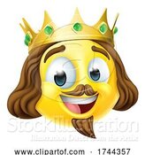 Vector Illustration of Cartoon King Emoticon Emoji Face Gold Crown Icon by AtStockIllustration