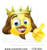 Vector Illustration of Cartoon King Emoticon Emoji Face Gold Crown Icon by AtStockIllustration