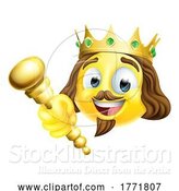 Vector Illustration of Cartoon King Emoticon Emoji Face Gold Crown Icon by AtStockIllustration