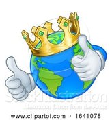 Vector Illustration of Cartoon King Gold Crown Earth Globe World Mascot by AtStockIllustration