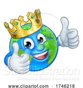 Vector Illustration of Cartoon King Gold Crown Earth Globe World Mascot by AtStockIllustration