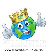 Vector Illustration of Cartoon King Gold Crown Earth Globe World Mascot by AtStockIllustration