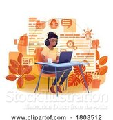 Vector Illustration of Cartoon Lady Analysis Laptop Business Job Illustration by AtStockIllustration