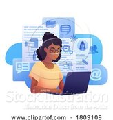 Vector Illustration of Cartoon Lady College Student Online Application Laptop by AtStockIllustration
