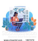 Vector Illustration of Cartoon Lady Data Analysis Laptop Business Illustration by AtStockIllustration