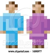 Vector Illustration of Cartoon Lady Guy Male Female Icon Pixel 8 Bit Game Art by AtStockIllustration