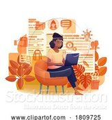 Vector Illustration of Cartoon Lady Job Writing Online Resume Application Laptop by AtStockIllustration
