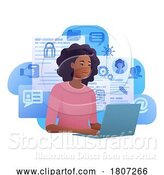 Vector Illustration of Cartoon Lady Laptop Recruitment Job Search Online Cartoon by AtStockIllustration