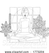 Vector Illustration of Cartoon Lady Meditating Doing Yoga Pilates Illustration by AtStockIllustration