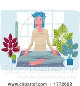 Vector Illustration of Cartoon Lady Meditating Doing Yoga Pilates Illustration by AtStockIllustration