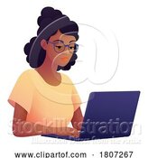 Vector Illustration of Cartoon Lady Using Laptop Computer Illustration by AtStockIllustration