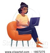 Vector Illustration of Cartoon Lady Using Laptop Computer Illustration by AtStockIllustration