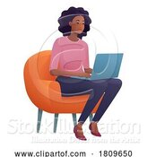 Vector Illustration of Cartoon Lady Using Laptop Computer Illustration by AtStockIllustration