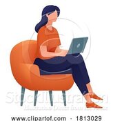 Vector Illustration of Cartoon Lady Using Laptop Computer Illustration by AtStockIllustration