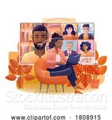 Vector Illustration of Cartoon Lady Video Conference Call Online Team Meeting by AtStockIllustration