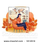 Vector Illustration of Cartoon Lady Working Laptop Business Report Illustration by AtStockIllustration