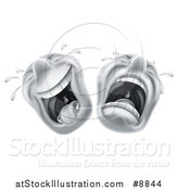 Vector Illustration of Cartoon Laughing and Crying Trajedy and Comedy Theater Emoji Emoticons by AtStockIllustration
