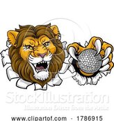 Vector Illustration of Cartoon Lion Golf Animal Sports Team Mascot by AtStockIllustration