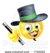 Vector Illustration of Cartoon Magician Emoticon Face Icon by AtStockIllustration