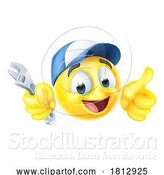 Vector Illustration of Cartoon Mechanic or Plumber Emoticon Emoji Icon by AtStockIllustration