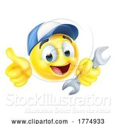 Vector Illustration of Cartoon Mechanic or Plumber Spanner Emoticon Emoji Icon by AtStockIllustration