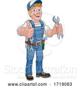 Vector Illustration of Cartoon Mechanic Plumber Wrench Spanner Handyman by AtStockIllustration