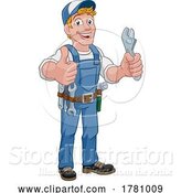 Vector Illustration of Cartoon Mechanic Plumber Wrench Spanner Handyman by AtStockIllustration