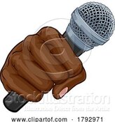 Vector Illustration of Cartoon Microphone Fist Hand Comic Book Pop Art Cartoon by AtStockIllustration