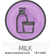 Vector Illustration of Cartoon Milk Dairy Lactose Bottle Glass Food Allergy Icon by AtStockIllustration