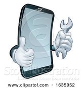 Vector Illustration of Cartoon Mobile Phone Repair Spanner Thumbs up Cartoon by AtStockIllustration