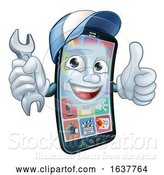 Vector Illustration of Cartoon Mobile Phone Repair Spanner Thumbs up Cartoon by AtStockIllustration