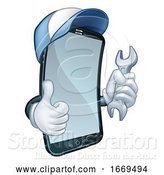 Vector Illustration of Cartoon Mobile Phone Repair Spanner Thumbs up Cartoon by AtStockIllustration